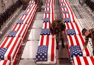 coffins Flag draped coffins