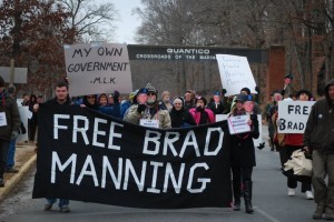 Protest at gate to Marine Base Quantico, 17 January 2011 Protest at gate to Marine Base Quantico, 17 January 2011