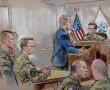 David Coombs addressing the Investigating Officer, with Bradley Manning seated behind
