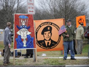 Bradley Manning supporters highlight the government's attack on truth-telling. Photo credit: Mary F. Calvert/ZUMAPRESS.com