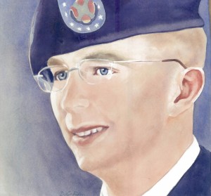 Original Watercolor Portrait of Private Bradley Manning by Court Artist Debra Van Poolen.  Medium:  Watercolor Bid on me! 