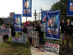 Vigil at Fort Meade prior to sentence announcement. August 21, 2013.