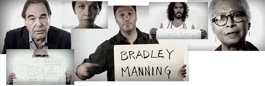 Oliver Stone, Maggie Gyllenhall, Russell Brand, & others in 'I Am Bradley' video.